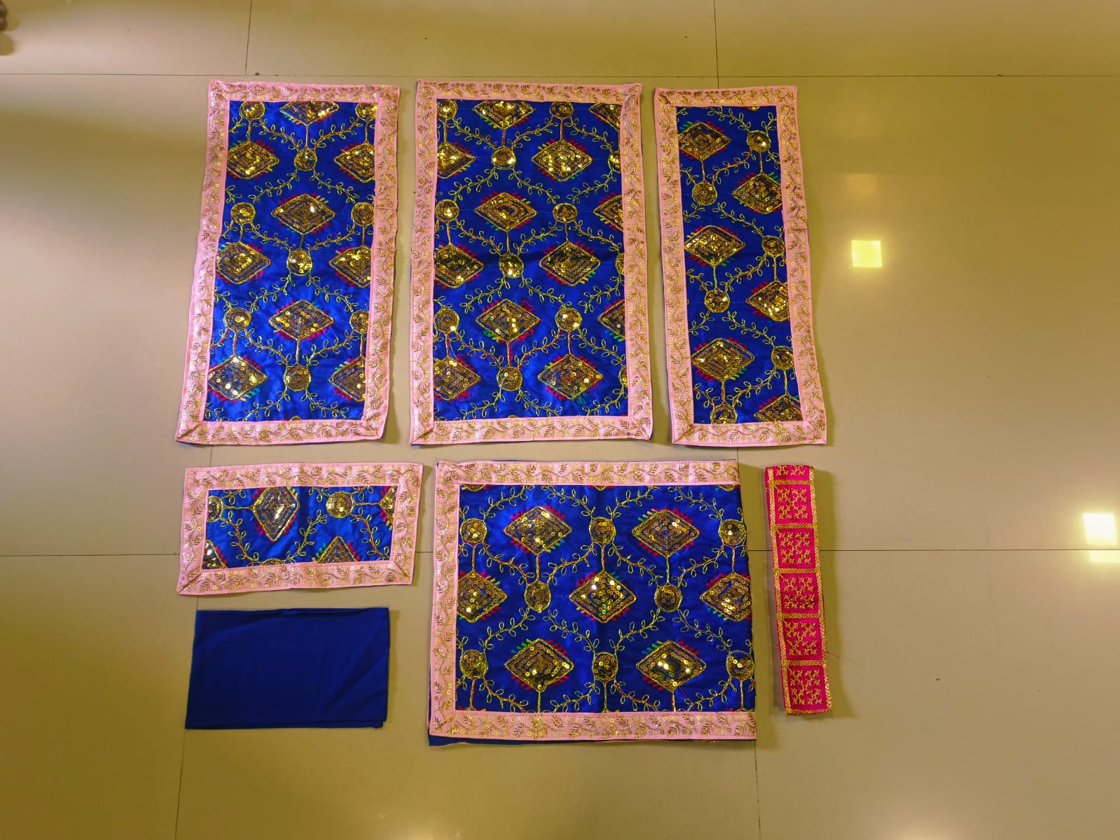 Blue with baby pink shawl