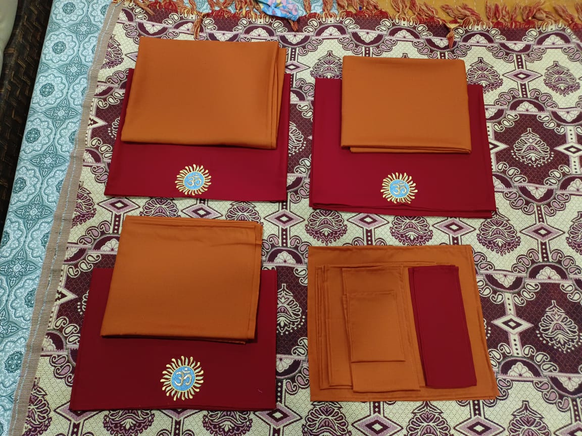 Fanta orange with red shawl
